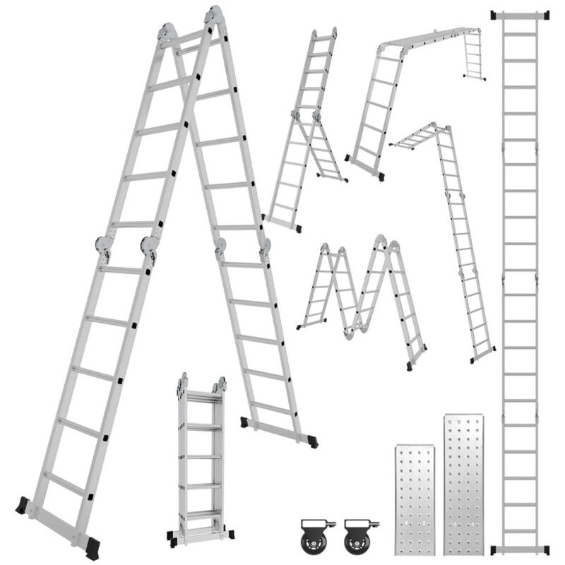 Einfeben Echelle pliante Echelle télescopique 4x5 582cm en aluminium Echelle Echelle multifonctionnelle
