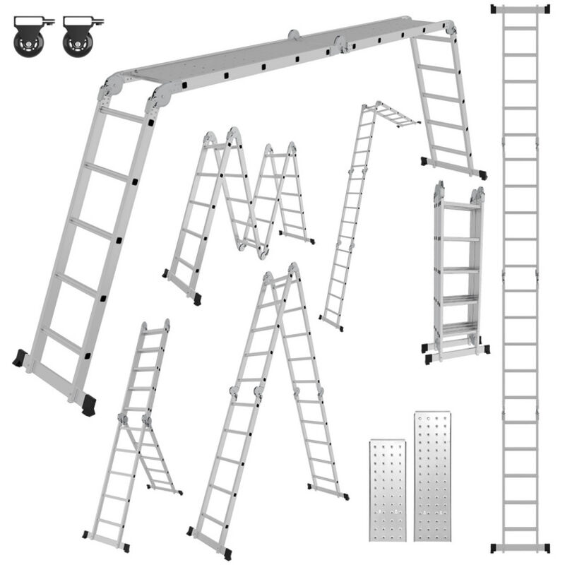 Swanew Echelle pliante Echelle télescopique 4x5 582cm en aluminium Echelle Echelle multifonctionnelle