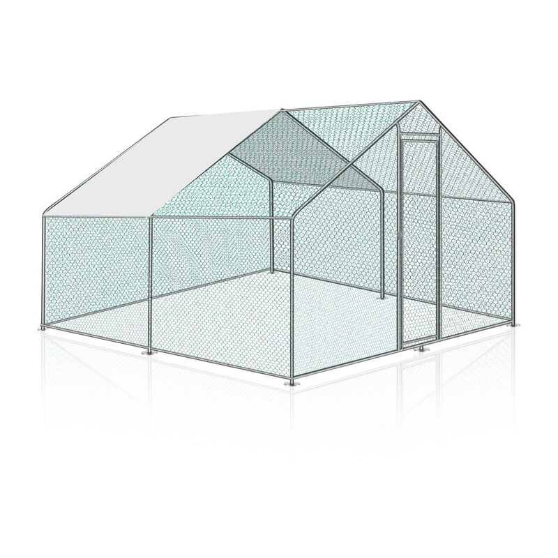 Enclos poulailler Acier galvanisé avec parc grillagé avec serrure espace couvert Poulailler pour petits animaux 3 x 3 x 2 m 9m² - Vingo