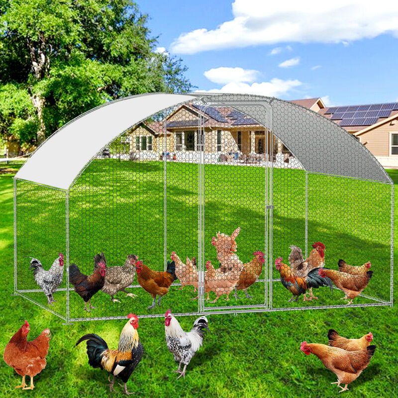 Enclos poulailler Enclos extérieur Acier galvanisé avec grillagé und Auvent cage pour animaux Poulailler pour lapin 3 x 2 x 2 m dôme - Vingo