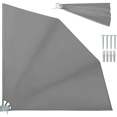 VINGO Éventail de balcon rabattable avec fixation murale Brise Vue Balcon Film anti regards Auvent latéral 160x160cm - Gris