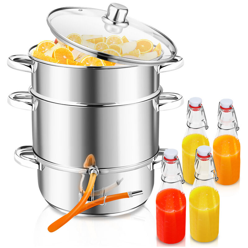 Vingo - Extracteur de jus à vapeur à induction Extracteur de jus de fruits en acier inoxydable 8 litres ø 26cm - argenté
