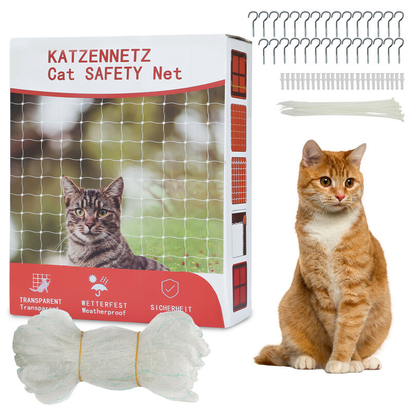 VINGO Filet de Protection pour Chat Résistant aux UV Filet de sécurité en Nylon pour balcons Transparent 3x8m