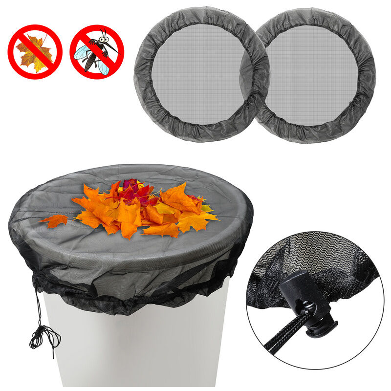 Filet pour tonneau de pluie 2pcs housse pour tonneau 95 cm avec Réglable cordon de serrage Polyester Filet pour Baril de Pluie Noire - Vingo