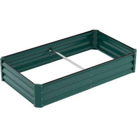 VINGO Fioriera rialzata 160x90x30 cm Vaso da giardino in metallo zincato con base aperta per la coltivazione di ortaggi, fiori, erbe e piante grasse in giardino, terrazza, patio e balcone Verde