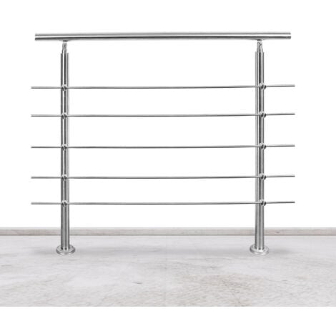 VINGO Garde-corps Rampe d'escalier Escalier Acier Inoxydable utilisable comme , Parapet rambarde, balcon ou terrasse 100cm avec 5 Tringles