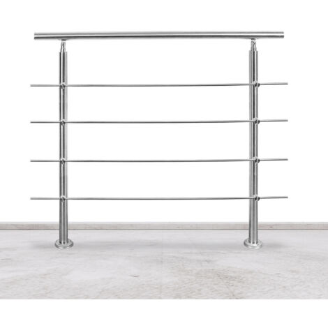VINGO Garde-corps Rampe d'escalier Escalier Acier Inoxydable utilisable comme , Parapet rambarde, balcon ou terrasse 160cm avec 4 Tringles