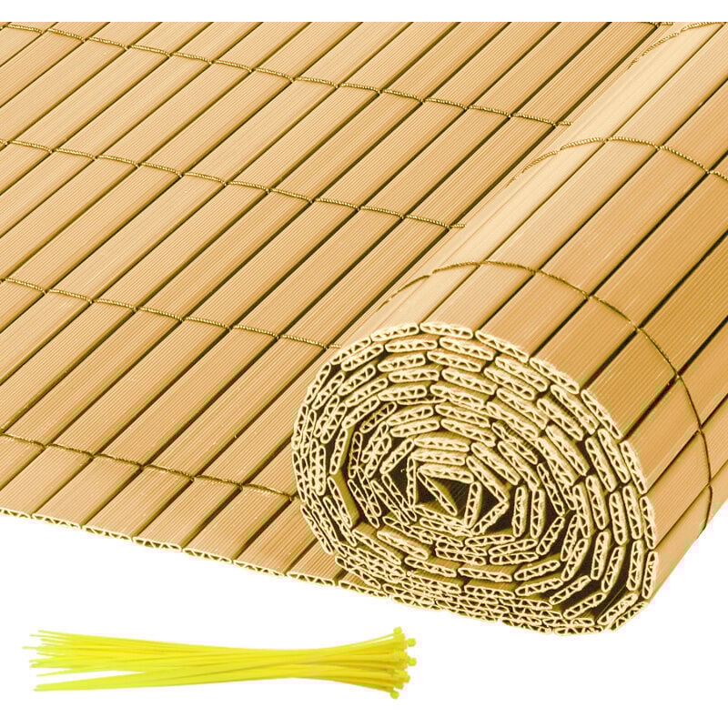 Einfeben Canisse en PVC,Brise-vue en pvc Clôture d'intimité Protection de Visibilité Résistant uv et aux intempéries,Bambou 120x500cm