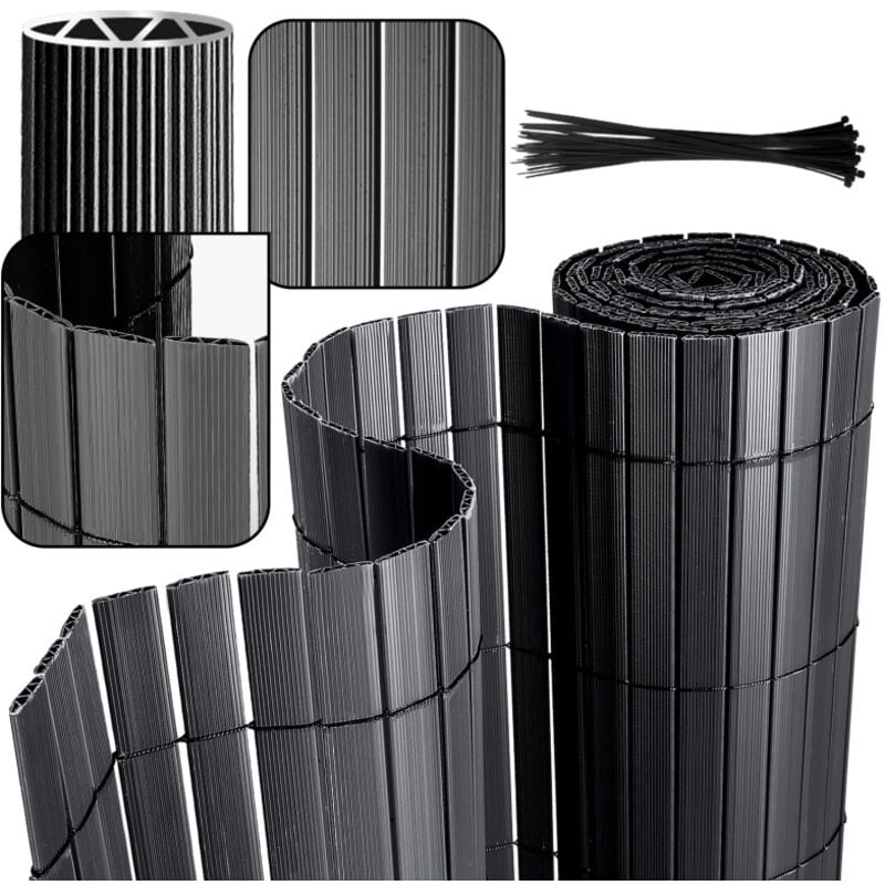 EINFEBEN Canisse en PVC,Brise-vue en PVC Clôture d'intimité Protection de Visibilité Résistant UV et aux intempéries,Anthracite 90x400cm