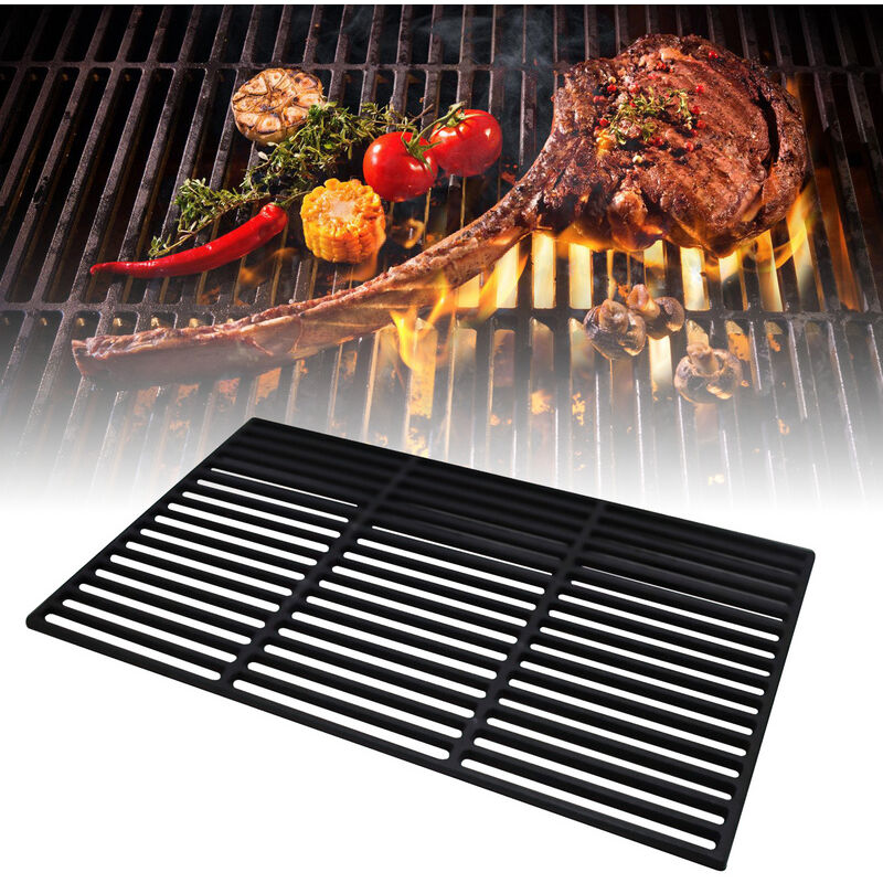 VINGO Grille de cuisson en fonte émaillée Grille BBQ Carrée Terrasse Jardin 54x34cm