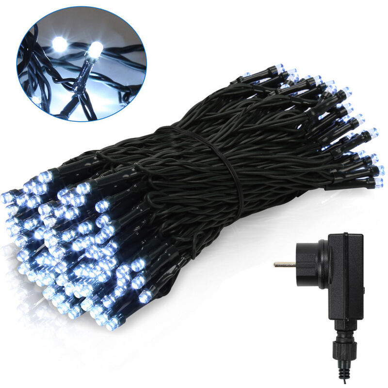Swanew Guirnalda luminosa led 10m 100 LEDs Decoración Navideña – Decoración para Bodas, Navidad, Interior y Exterior Blanco Frío
