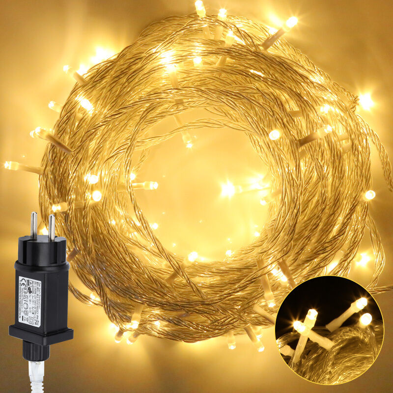 SWANEW Guirnalda luminosa LED 30m 300 LEDs Decoración Navideña – 8 Modos de Iluminación para Decoración de Jardín Blanco Cálido