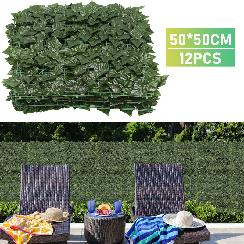 Vingo - Haie Artificielle en Feuille, Brise-Vue Artificielles Décoration Murale et Écran d'Intimité pour Intérieur Extérieur(100x300cm, vert foncé)