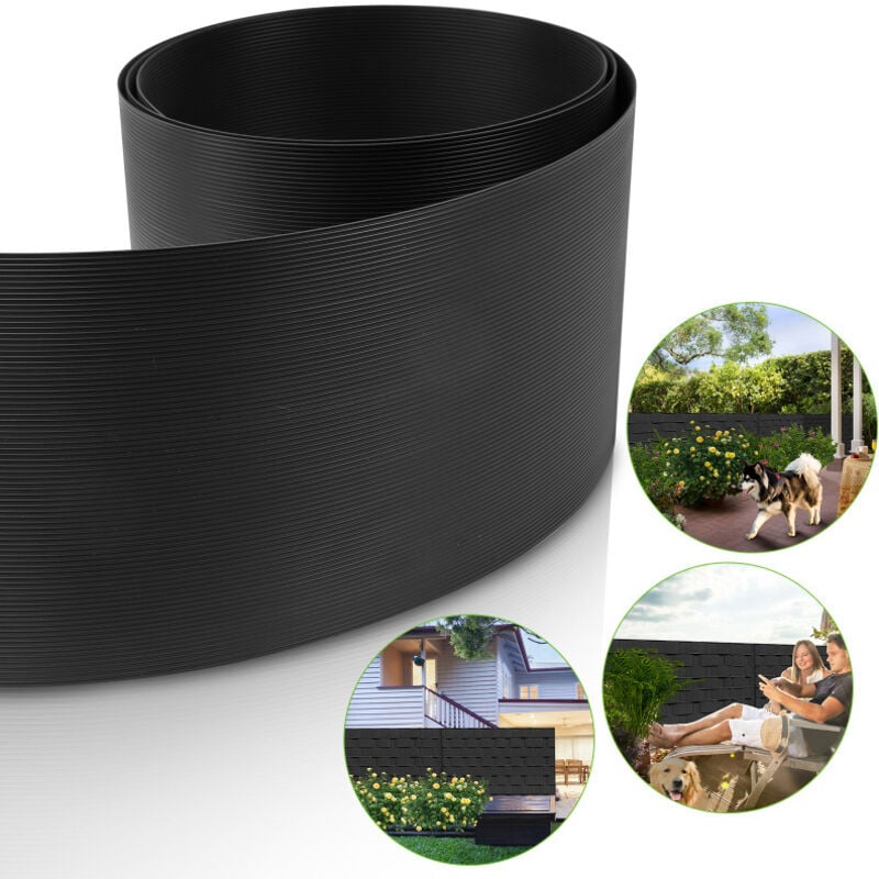 Einfeben Hart pvc Bande d'intimité Anthracite Jeu de double barres 10x panneaux de clôture