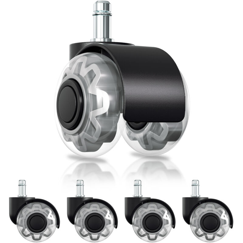 Vingo - Jeu de 5 Roulettes de chaises de bureau 11 mm x 22 mm,Roulettes pour sols durs jusqu'à 125 kg,Roues pour chaises pivotantes,Installation