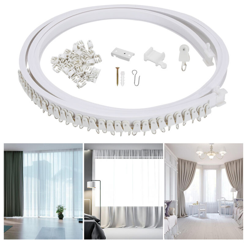 Kit de Rail de Rideau Plafond Pliable, 3M Rail de Rideau Flexible avec 30 Crochet pour Maison Chambre Fenêtre Salle de bain Bureau - Vingo