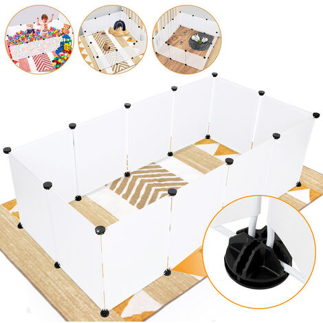 VINGO Kleintierkäfig Freigehege DIY Hamster Welpenauslauf Laufgitter Innengehege Hasen Laufstall - Weiß