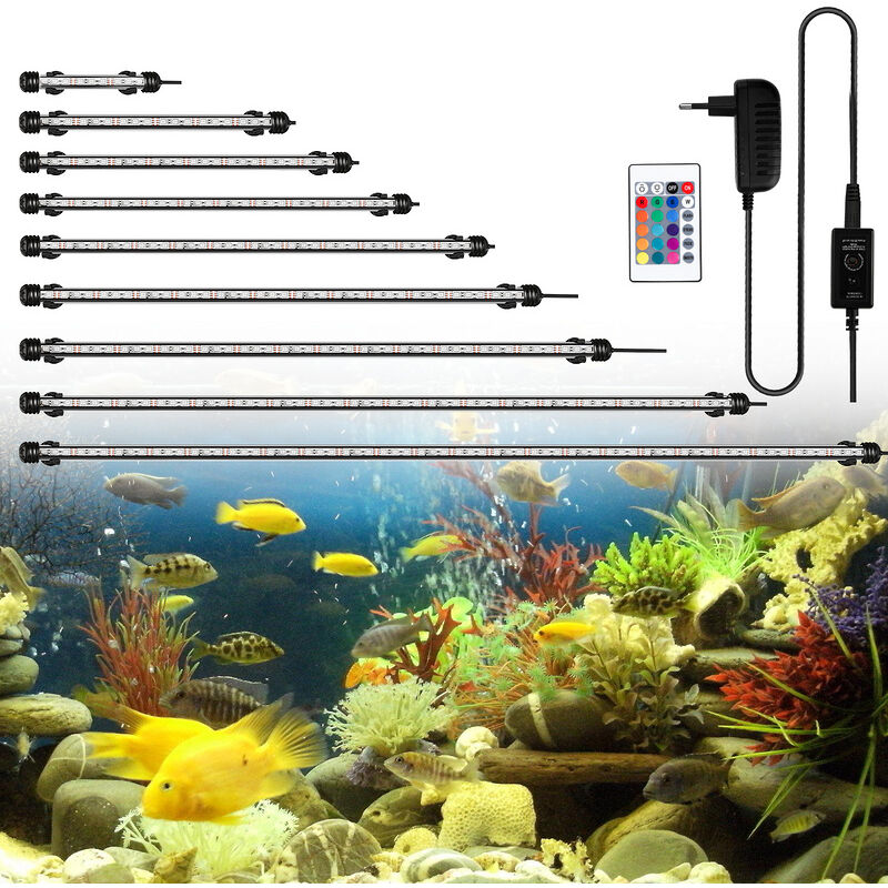 Lampe Aquarium led, rgb avec télécommande sans fil Étanche led Lumière Aquarium D'éclairage, 28cm - Vingo