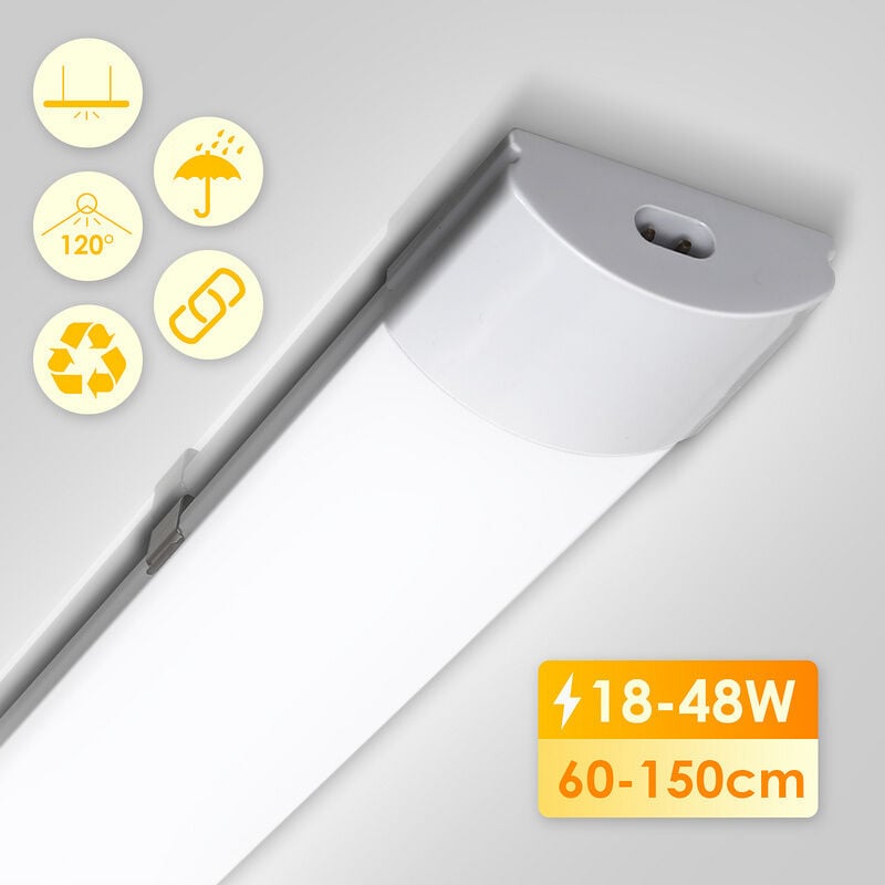 Lampe led pour locaux humides Lampe pour locaux humides blanc neutre 120 cm atelier IP65 - Vingo
