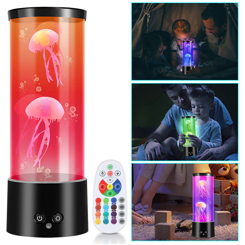 Vingo - Lampe méduse à led, lampe d'ambiance colorée pour aquarium, lampe méduse ronde pour la décoration intérieure, étude