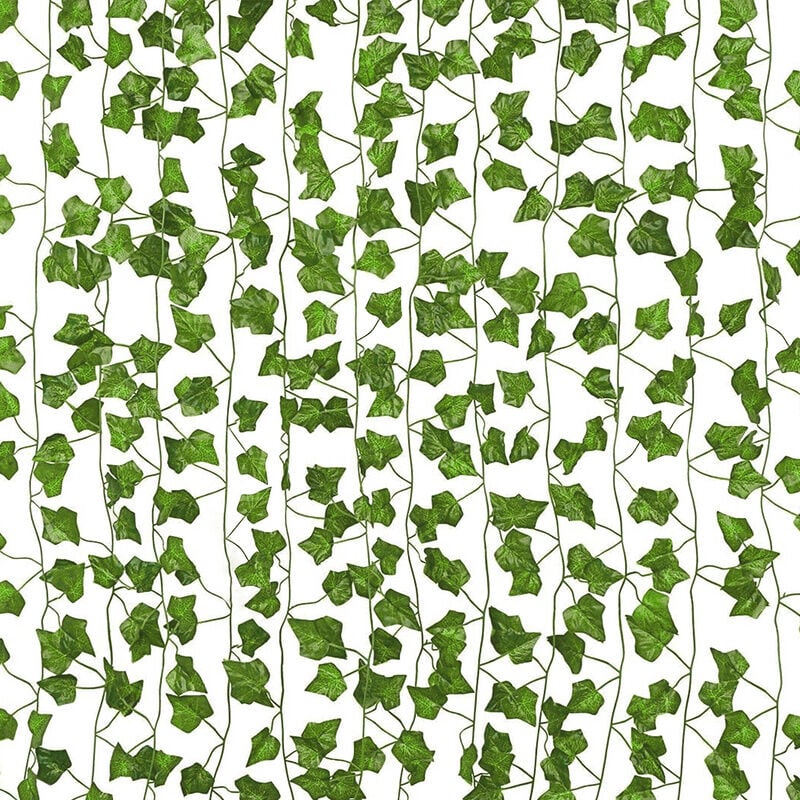 Vingo - Lierre Artificielle Plantes Guirlande Vigne 12 Pcs 2.4m Exterieur Décoration pour Célébration, Mariage - Vert