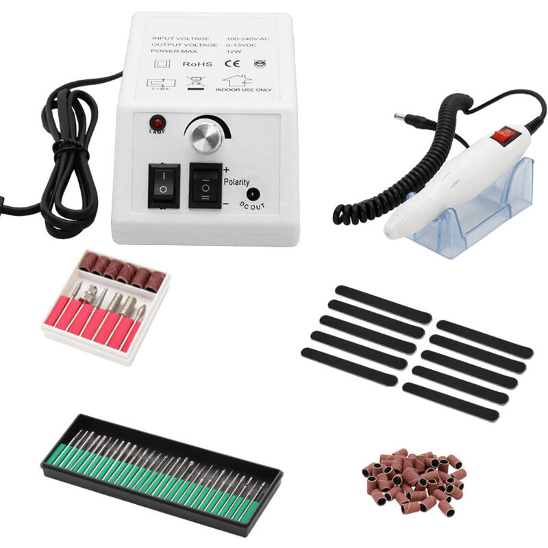 Vingo - Lime à ongles électrique Coupe-ongles lime ensemble de manucure électrique nail art professionnel pédicure meuleuse diamant Blanc