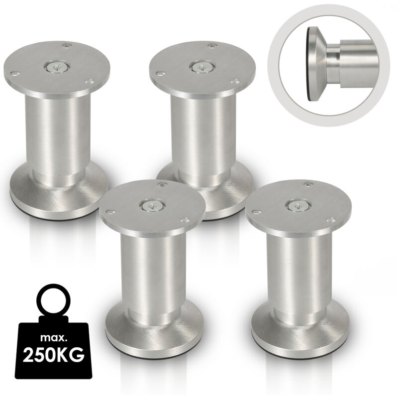 Lot de 4 Pieds de meubles ajustable ±15mm base ronde Moderne Pieds de Armoire pour Table Hauteur 120mm - Vingo