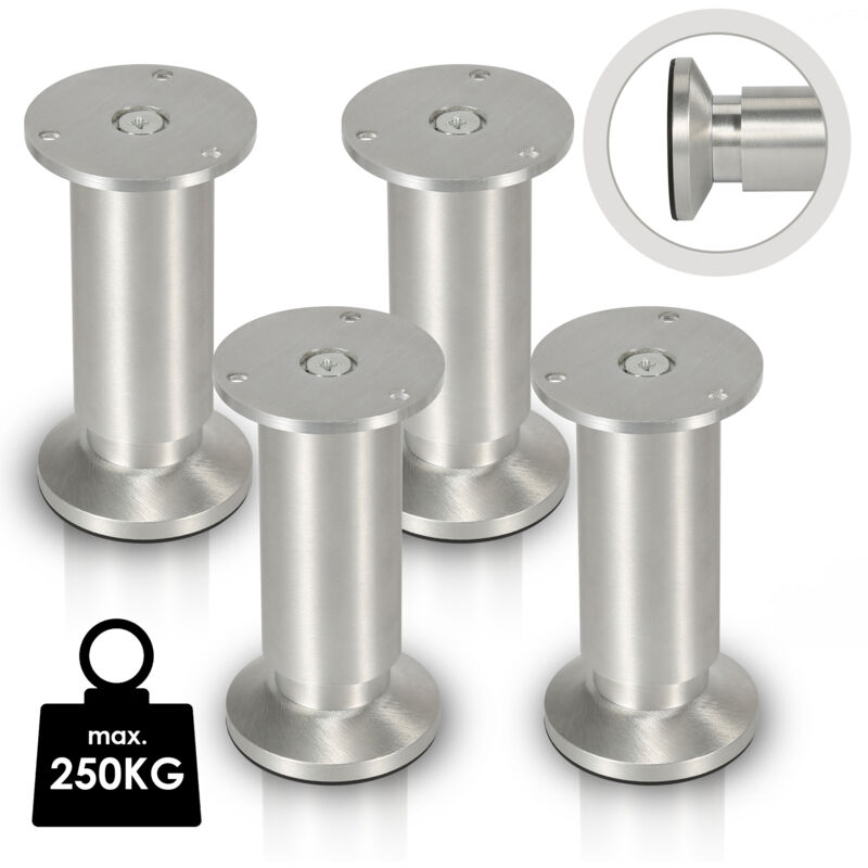 Lot de 4 Pieds de meubles ajustable ±15mm base ronde Moderne Pieds de Armoire pour Table Hauteur 180mm - Vingo