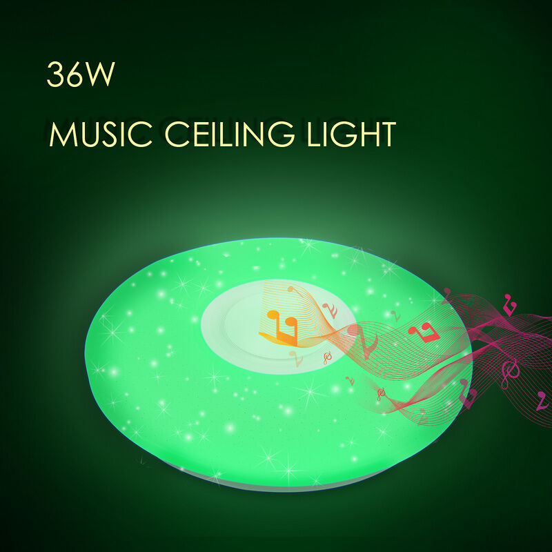 Lustre de plafond led 36W avec effet ciel étoilé, éclairage rgb sans éblouissement, haut-parleurs et musique Bluetooth - Vingo