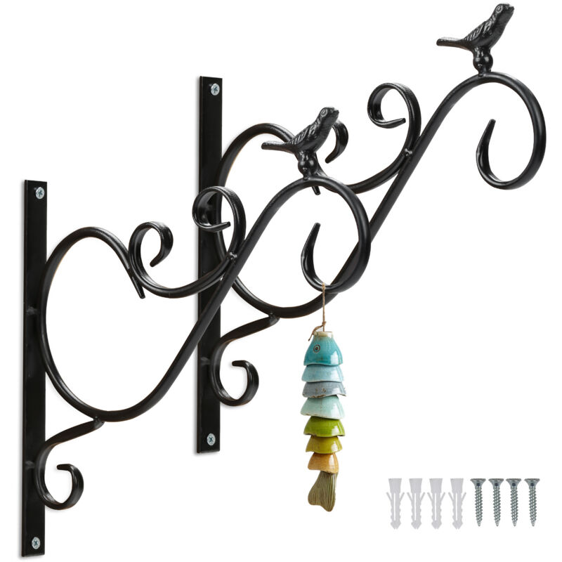 Einfeben Panier suspendu crochet (lot de 4) crochet mural panier suspendu en fonte avec vis, support de suspension 31 cm pour paniers