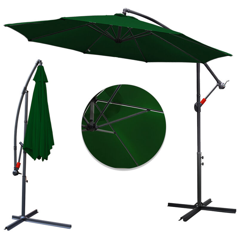 VINGO Parasol de 3,5 m UV40 + fonction inclinable parasol de jardin parasol de patio ， Vert - Vert