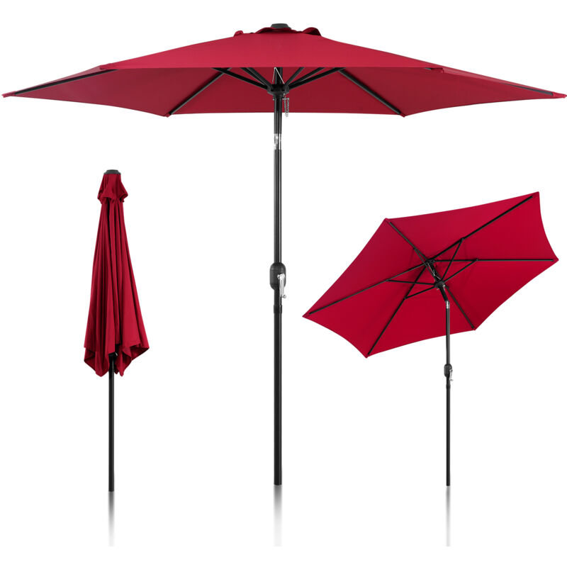 Parasol Droit jardin avec protection uv et fonction inclinable Ø270cm Rouge - Vingo