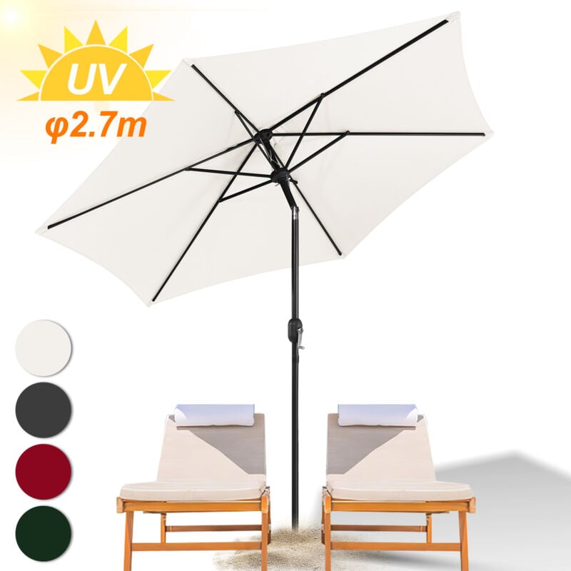 Parasol de jardin - Parasol - Résistantes à Intempéries - Ø 270 cm - Beige, Parasol de plage, Résistant aux UV - beige