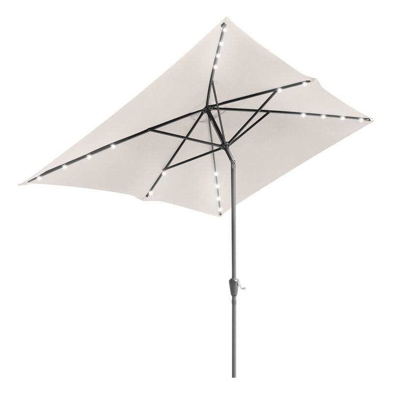 Parasol rectangulaire uv jusqu'à UV30+, Inclinable 2.1x1.4m, avec support et led, Beige - Vingo