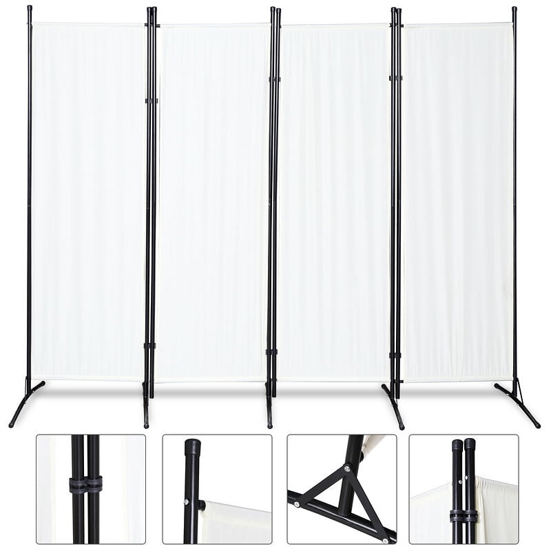 VINGO Paravent 360° Séparation de pièce rabattable Mur espagnol Terrasse Cloison 4 pièces Beige