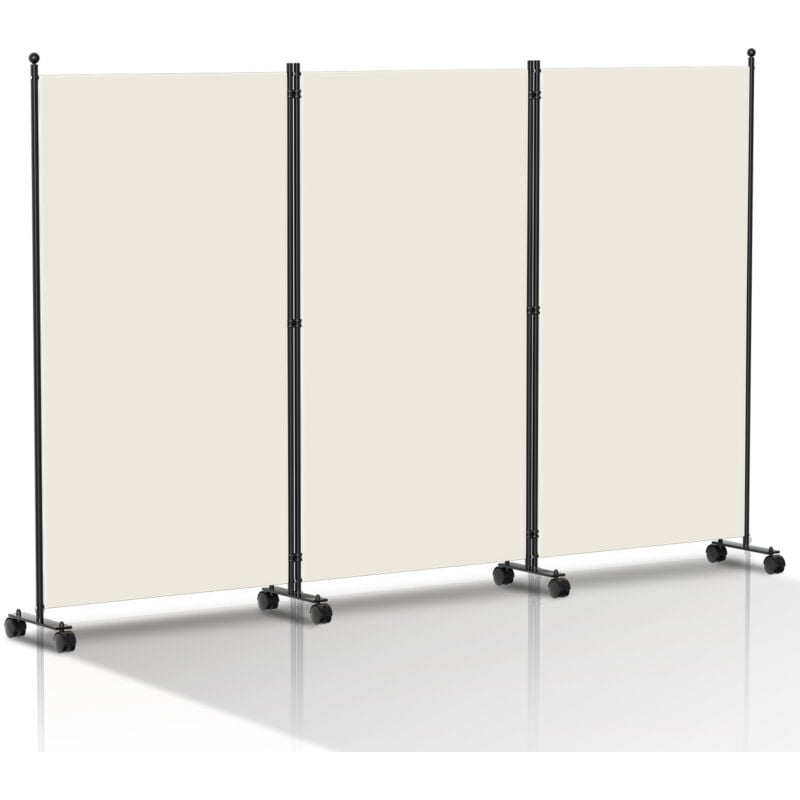 Einfeben Paravent avec roulettes séparateur de pièce Cloison Paravent écran de confidentialité Écran pour Jardin Beige 263x181 cm