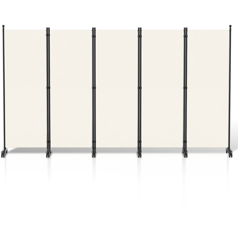 Einfeben Paravent avec roulettes séparateur de pièce Cloison Paravent écran de confidentialité Écran pour Jardin Beige 284x181 cm