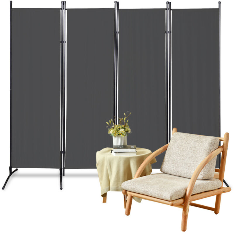 Paravent Paroi de séparation Espagnol Beige Anthracite pliable Paroi de séparation Balcon Moderne Gris foncé - Vingo