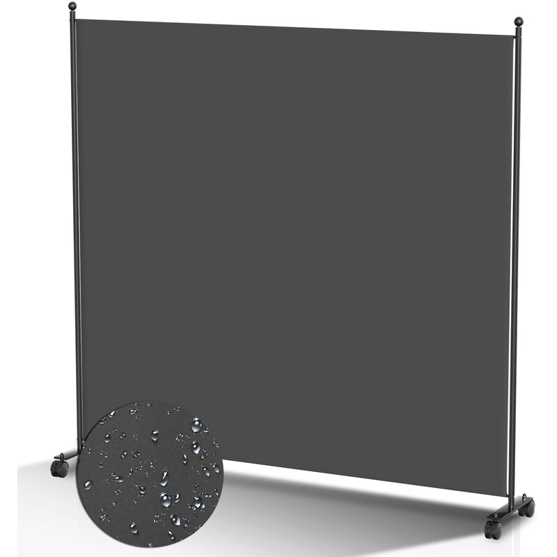 Paravent Séparation Pliable avec roulettes, Cadre en Métal, Idéal pour Salon, Bureau, Hôpital 1 Panneaux Anthracite 187x181 cm - Vingo