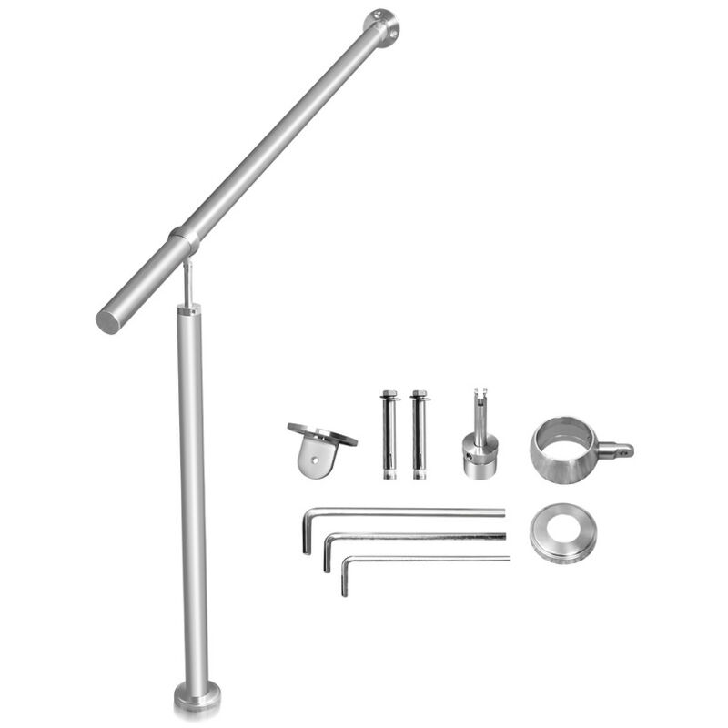 Vingo - swanew Pasamanos de acero inoxidable para escaleras exteriores/interiores Ángulo ajustable para montaje en pared 100cm