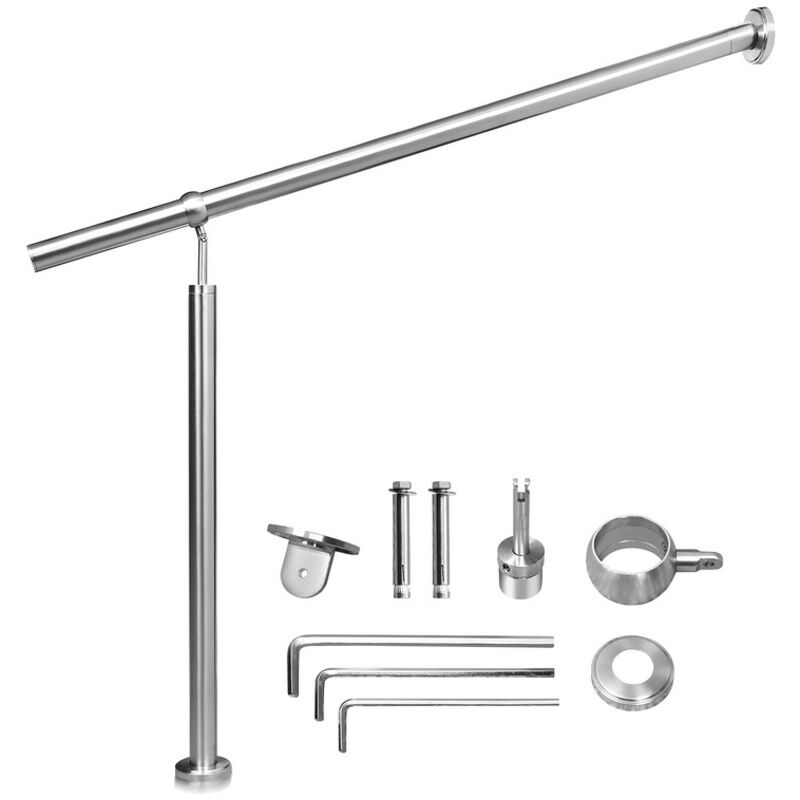 Vingo - swanew Pasamanos de acero inoxidable para escaleras exteriores/interiores Ángulo ajustable para montaje en pared 180cm