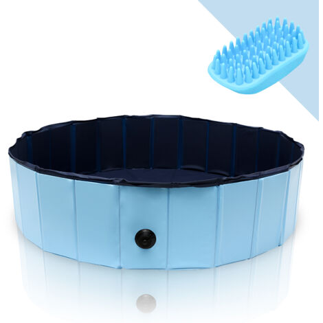 VINGO Piscina per cani pieghevole in PVC diametro 120 cm altezza 30 cm blu antiscivolo easy