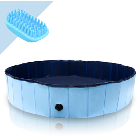 VINGO Piscina per cani pieghevole in PVC diametro 160 cm altezza 30 cm blu antiscivolo easy
