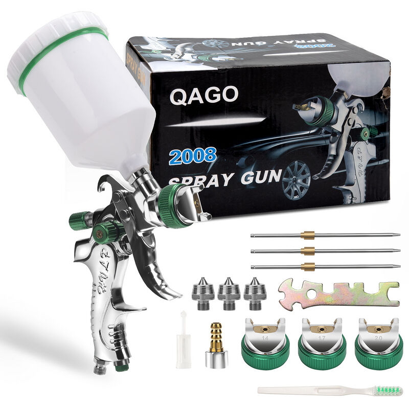 Vingo - Pistolet à peinture hvlp 3 buses(1.4/1,7/2.0mm) Pistolet de pulvérisation professionnel 100 ml/min 0.35Mpa 3 pièce