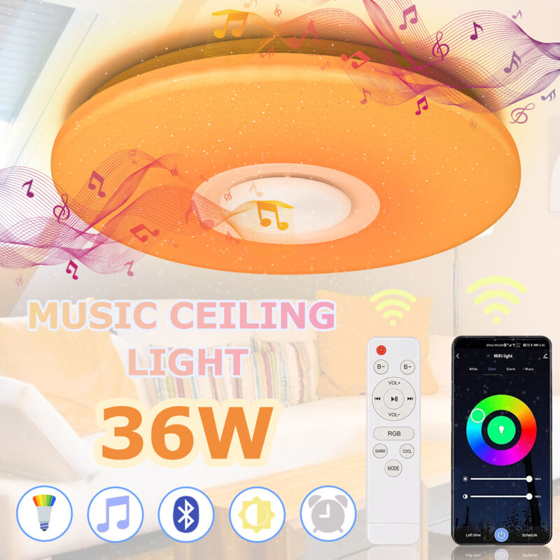 Plafonnier led Bluetooth avec Enceinte, Télécommande et Couleurs rgb – pour Salon & Chambre - Vingo