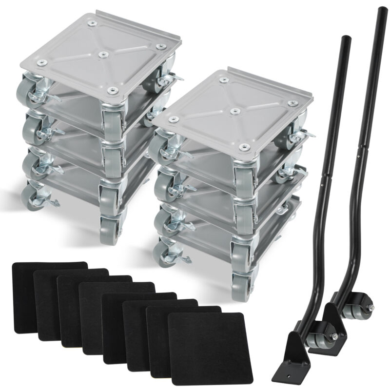 Vingo - plateau Roulant 8x Lève-meubles acier Charge max 500 kg Planche à roulettes Transporteur de meubles pour tous les sols Aide au transport