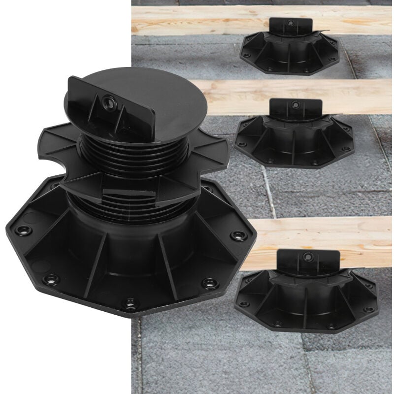 Vingo - swanew Plots terrasse pour lambourde réglable bois ou composite Noir 60 à 140 mm (10 plots)