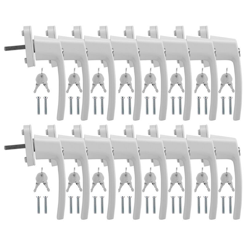 Poignée de fenêtre Sécurité enfant Poignées de fenêtre Verrouillable Fenêtre Alu Set blanc 16X