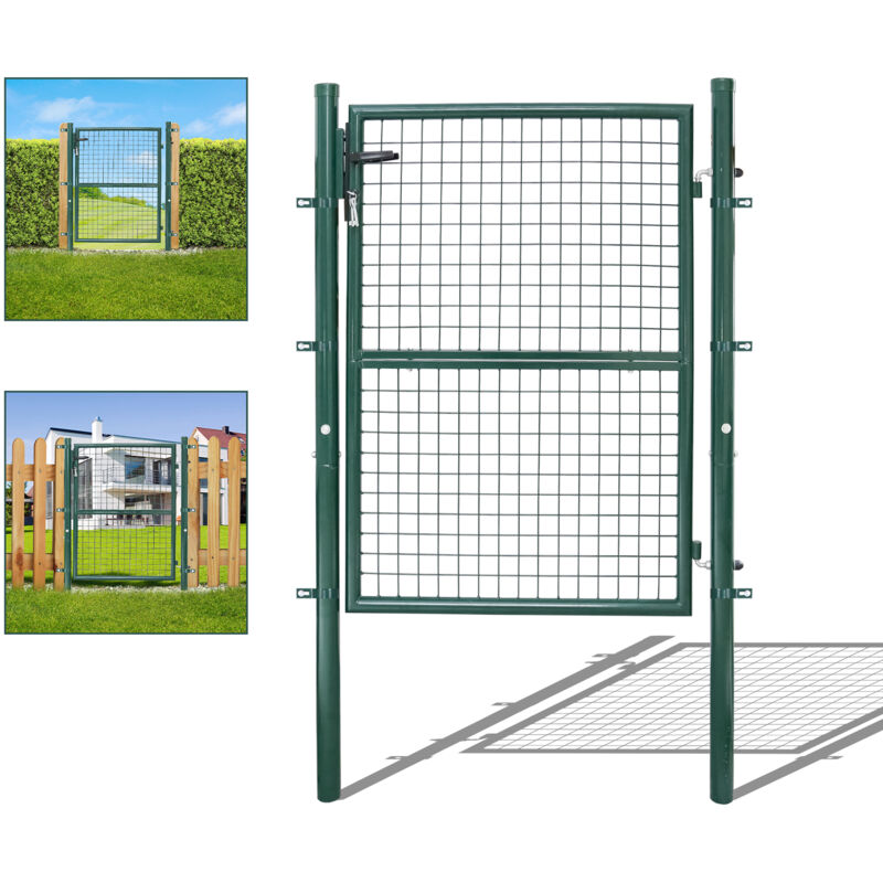 Portail de clôture de jardin Portillon grillagé avec poteaux Acier Portail de jardin Avec serrure 125100CM Vert - Vingo