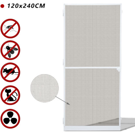 VINGO Porte moustiquaire moustiquaire porte moustiquaire imperméable cadre aluminium moustiquaire fibre 120x240CM - blanc
